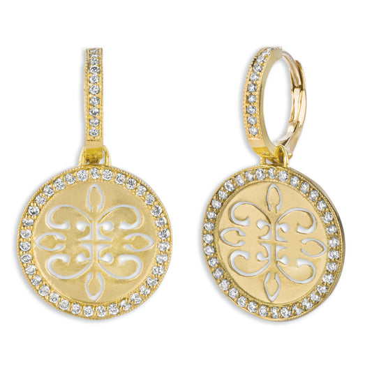 Diamond And Gold Coin Earrings