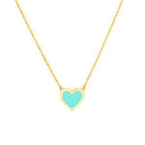 Light Turquoise Enamel Bezel Heart Necklace Light Turquoise Enamel Bezel Heart Necklace