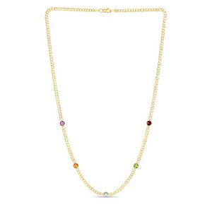 14K Multi Gemstone Curb Chain Necklace 14K Multi Gemstone Curb Chain Necklace