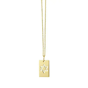 14K Gold Star of David Tag Necklace 14K Gold Star of David Tag Necklace
