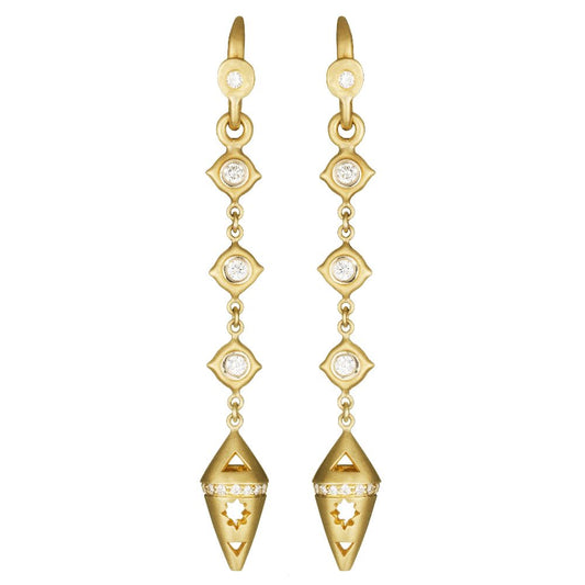 Gold and Diamond Hanging Sorcerer Earrings