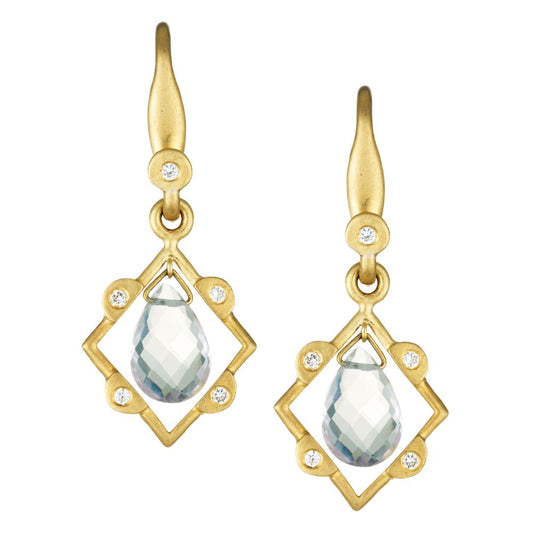 18kts Gold Hanging Color Stone Earrings