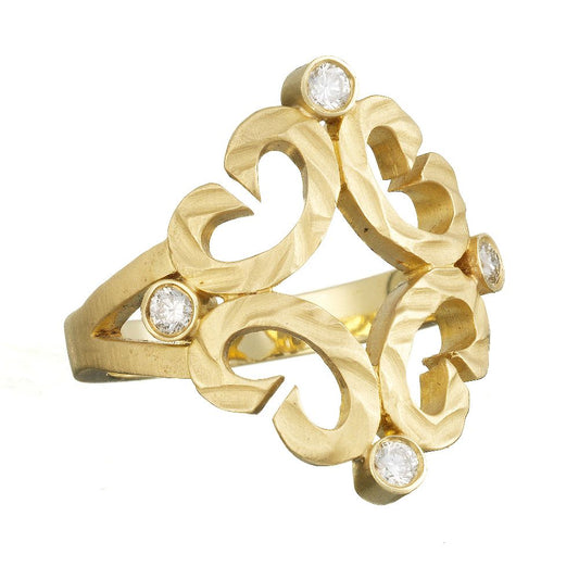 Gold And Diamond Heart Ring