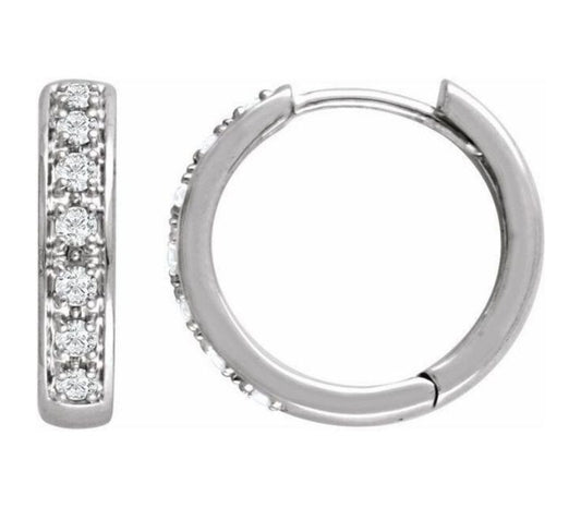 14 Kt White Diamond Huggies