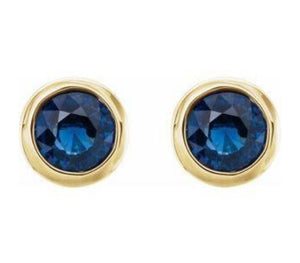 14K Yellow 4 mm Round Genuine Blue Sapphire Birthstone Earrings 14K Yellow 4 mm Round Genuine Blue Sapphire Birthstone Earrings