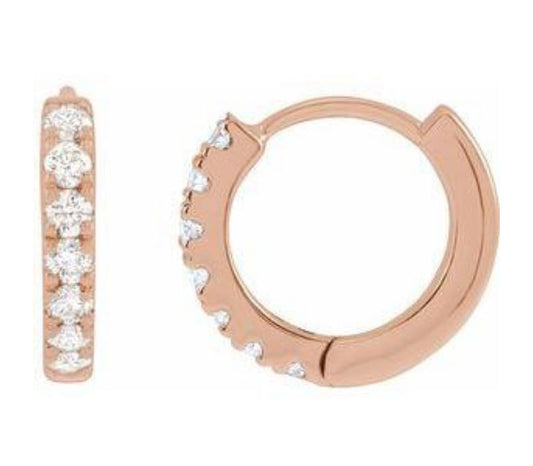 14K White Diamond Hoop Earrings