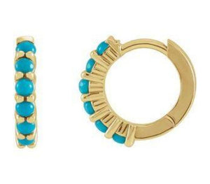 14K Yellow Turquoise Huggies 14K Yellow Turquoise Huggies