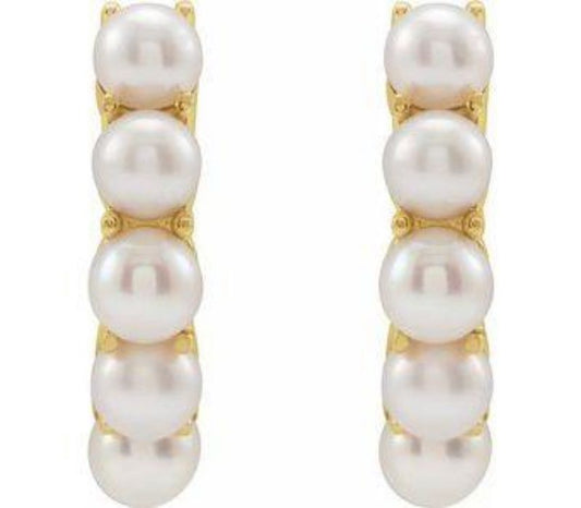 14K Yellow Freshwater Cultured Pearl 13.98 mm Huggies