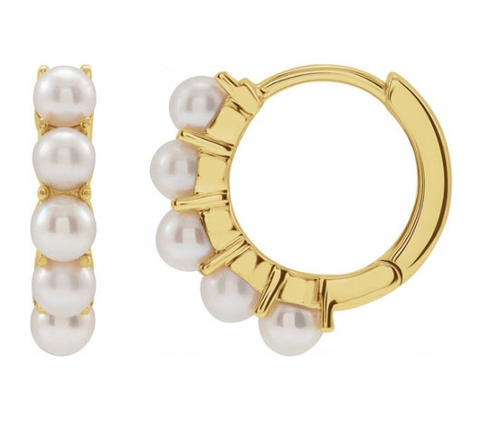 14K Yellow Freshwater Cultured Pearl 13.98 mm Huggies