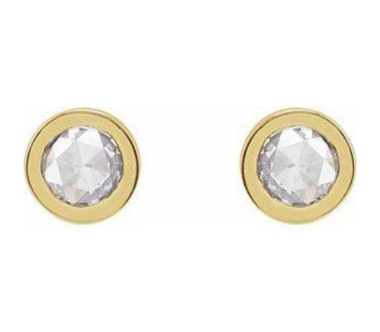14K Yellow .50cts Lab Diamond Bezel-Set Earrings