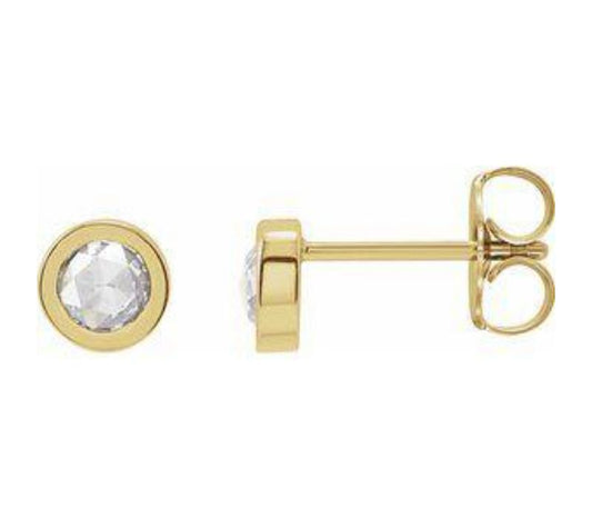 14K Yellow .50cts Lab Diamond Bezel-Set Earrings