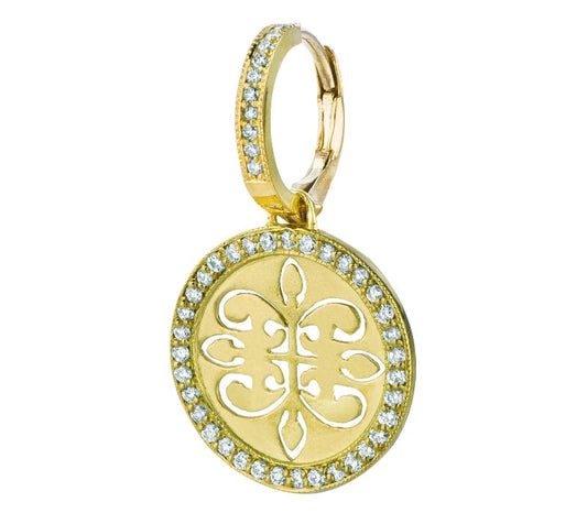 Diamond And Gold Coin Earrings