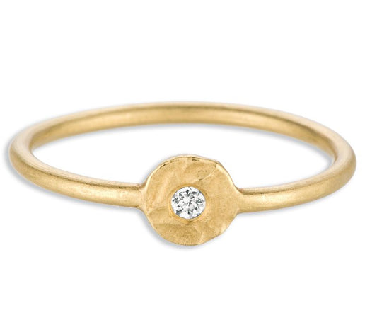 Gold Circle Diamond Stackable Ring