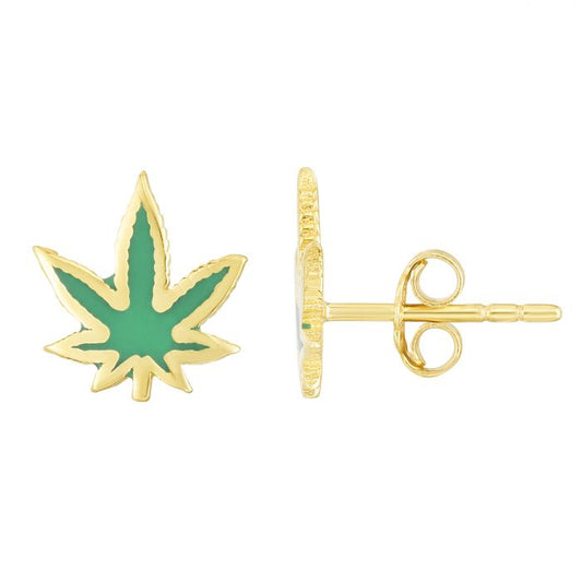 14Kt Hemp Enamel Leaf