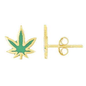 14Kt Hemp Enamel Leaf 14Kt Hemp Enamel Leaf