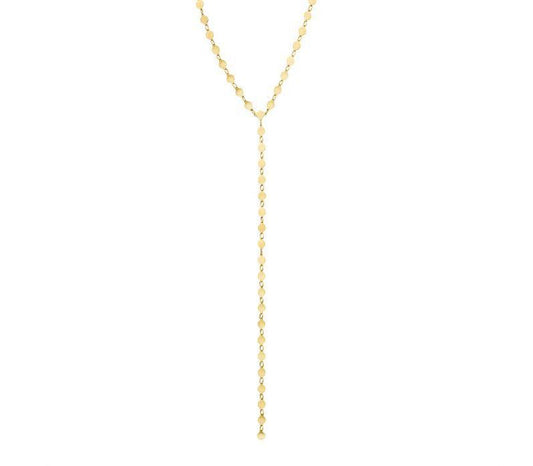 14K Gold Mirror Chain Lariat Necklace