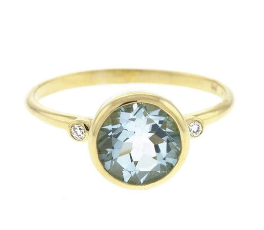 14kt Bezel Gold- Diamond Topaz Ring