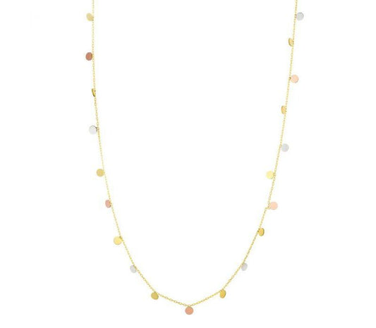 14K Tricolor Dangling Circles Necklace