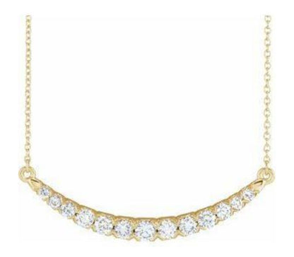 14K White 3/4 CTW Diamond French-Set Bar 18" Necklace