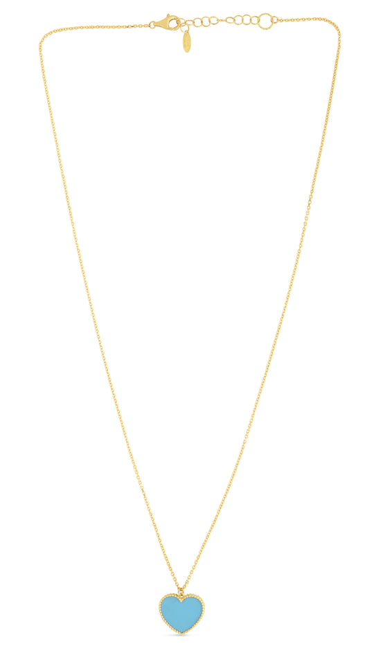 14K Gold Turquoise Heart Necklace